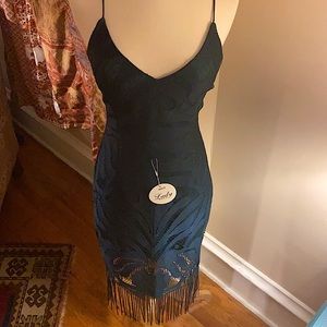 **NWT** Stunning Green Dress w/ Fringe bottom!